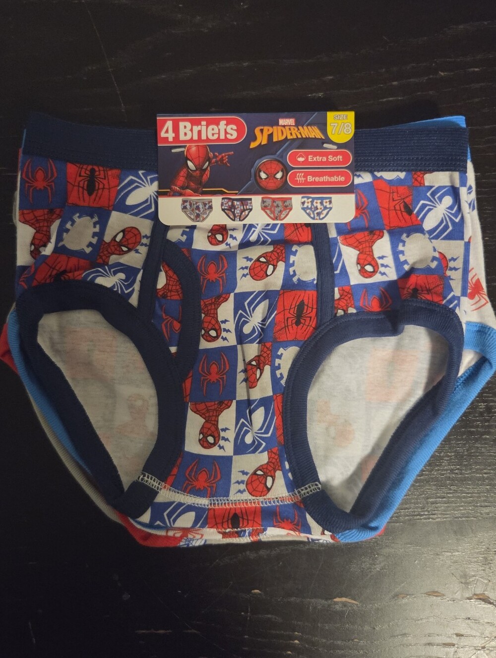 Spider-Man Boys Briefs Underwear 4-Pack Size 7 Multicolor Breathable Extra Soft